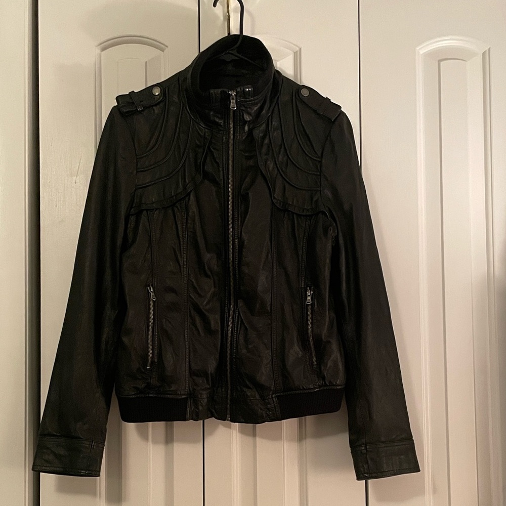 Guess Black Leather Jacket